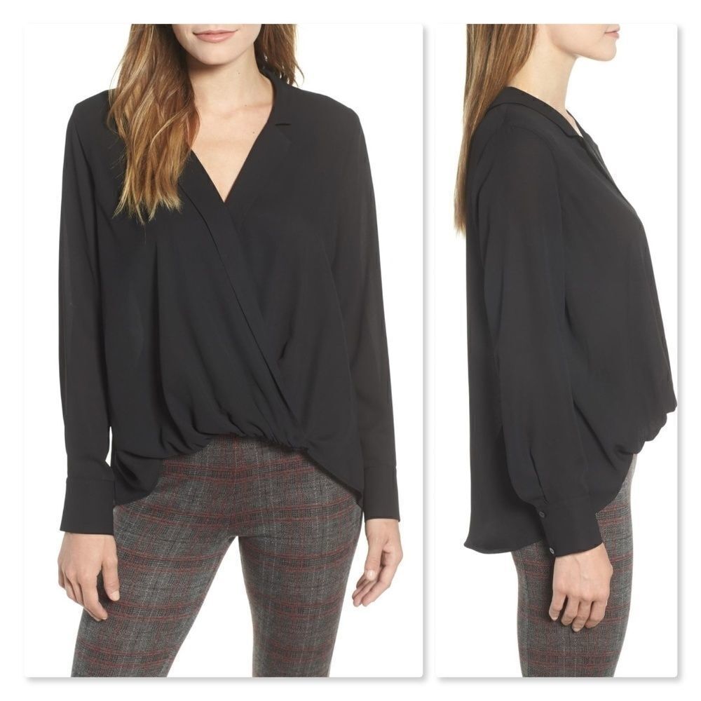 Gibson Surplice Drape Front Blouse sz XS
